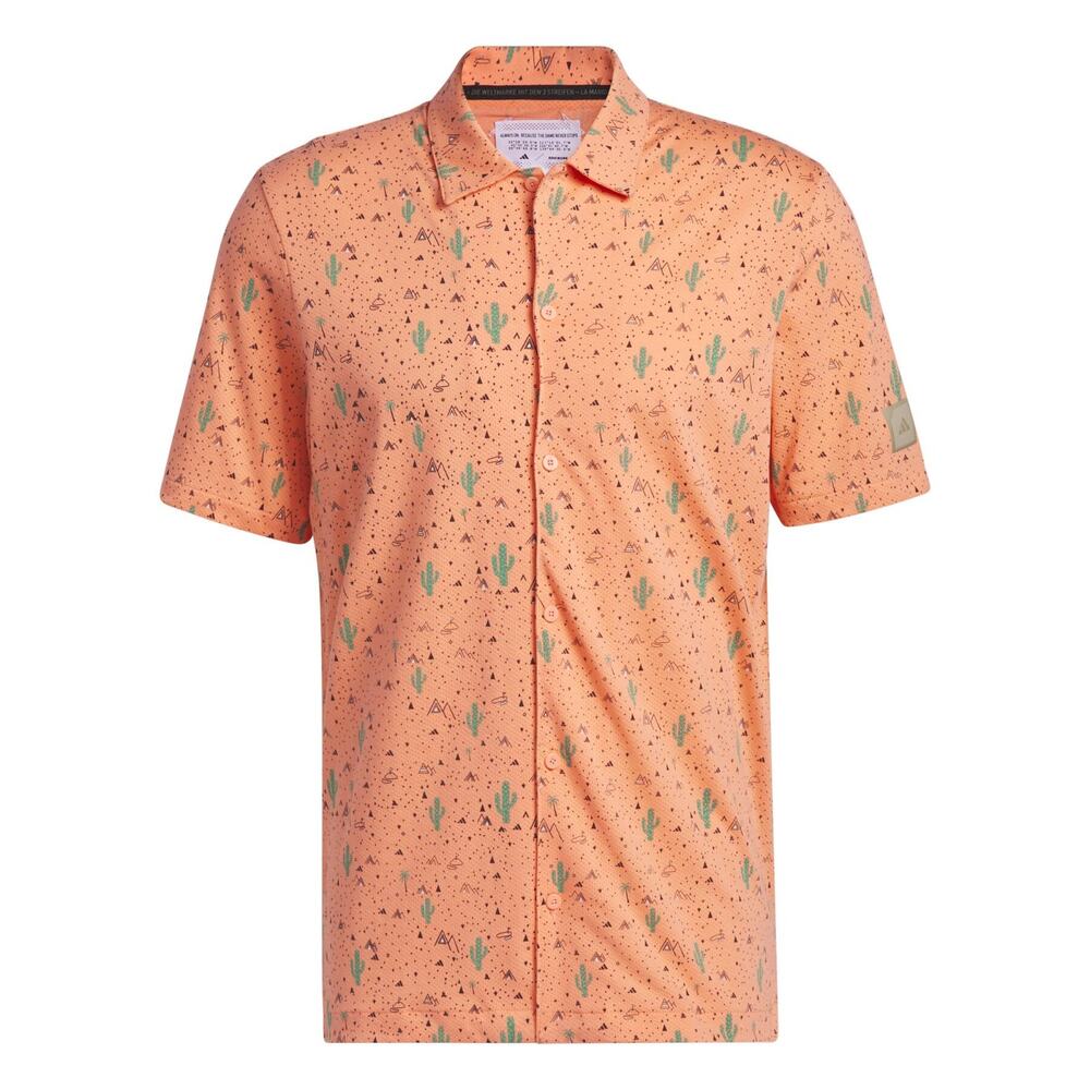 Adidas Adicross Golf Desert Button Up Shirt Mens Medium Coral Fusion HS3208 NWT